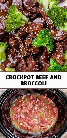 the crockpot beef and broccoli is ready to be cooked