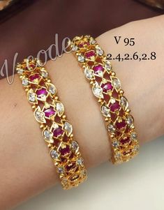 Red Stone Bangles In Gold, Jaipur Bangles, Jadau Bangles, Neck Pieces Jewelry, Diamond Earrings Design, Bridal Jewelry Vintage