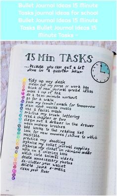 Journal Ideas For School, 15 Minute Tasks, School Bullet Journal Ideas, School Bullet Journal, Bullet Bullet, Bullet Journal Budget, Bullet Journal Work, Bullet Journal Spreads, Bullet Journal Ideas Templates