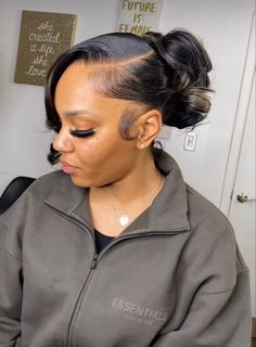 Elegant Low Bun Black Women, Frontal Low Bun Hairstyles, Classy Slick Back Hairstyles Women, Prom Hair Black Girls Updo, Low Bun Wig Hairstyles, Updo Quick Weave Hairstyles, Prom Updo Black Women, Low Bun Prom Hairstyles, Up Do Black Women