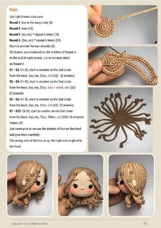 instructions to make a crocheted monkey head