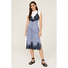 Blue denim (100% Cotton). Hourglass. Sleeveless. V-neck. Back zipper closure. 44.25" from shoulder to hemline. Imported. Rent The Runway, Closet Designs, 3.1 Phillip Lim, Phillip Lim, Jeans Dress, Blue Denim, Slip Dress, V Neck, Zipper