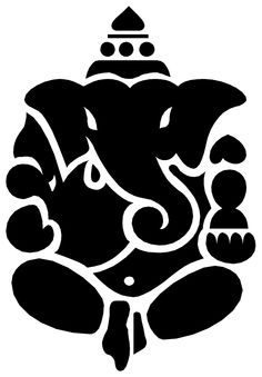 an elephant head in black and white with the word ganeshi written on it