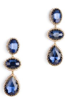 Deepa Gurnani, Sapphire Color, Beaded Drop Earrings, Emerald Earrings, Silver Drop Earrings, Gold Drop Earrings, Faceted Crystal, Keep Jewelry, Earrings Handmade