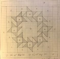 a drawing of a circle made out of squares and rectangles on graph paper