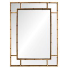 Gold Leaf Finish Panel Wall Mirror - Wall Mirrors - The Well Appointed House Iron Mirror, Hallway Inspiration, Bamboo Mirror, Modern Mirror Wall, Bamboo Wall, Small Mirrors, Metal Mirror, Kathy Kuo Home, Colorful Furniture