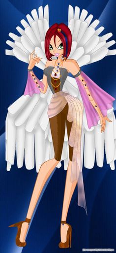 an animated image of a woman with wings