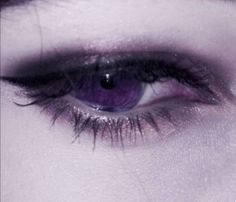 Purple Person Aesthetic, Purple Siren Eyes, Purple Alt Makeup, Eye Bags Aesthetic, Purple Eyes Aesthetic, Elissabat Aesthetic, Eyepatch Aesthetic, Dark Purple Eyes, Black Hair Purple Eyes