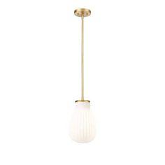 the brass and white glass pendant light fixture