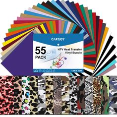 the variety of colors and patterns are shown in this image, including leopard print fabric