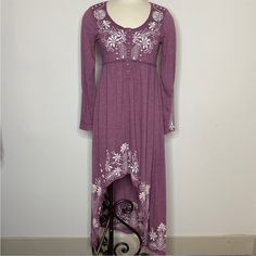 Perfect Condition Smoke Free Home Purple Long Sleeve Dress With Floral Embroidery, Floral Embroidered Dress, Johnny Was, Purple Floral, Cottage Core, Embroidered Dress, Color Purple, Colorful Dresses, Cottage