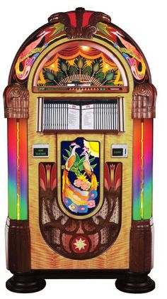 an old fashioned juke machine with colorful designs on it