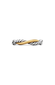 Sterling silver with 14-karat yellow gold. Ring, 4mm. Imported. Infinity Band Ring, Infinity Band, Yellow Gold Ring, David Yurman, Band Ring, Gold Ring, Band Rings, Nordstrom, Yellow Gold