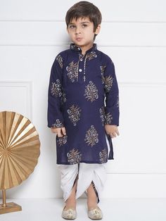 **Specifications : Please visit our brand store** https://www.etsy.com/in-en/shop/AJDezines?ref=seller-platform-mcnav 2 Pc Set : 1 Kurta, 1 Dhoti ||Style:- Dhoti Kurta Set Kurta : Floral Printed Kurta made in cotton fabric with front button opening. Dhoti : Dhoti made in cotton fabric, detailed design printed on border with elasticated waist Specially handcrafted clothing for the perfect look and comfort for the festive season Care: Machine Wash. Made in the auspicious colour palette and crafted in soft cotton, this dhoti-kurta set is a comfortable and versatile pick for the little desi dude's next traditional gathering. This printed kurta with dhoti pants has straight above knee kurta, and has a mandarin collar, long sleeves, straight hem, side slits. dhoti pants, has elasticated waistban Festive Bandhani Print Sherwani For Diwali, Diwali Festive Bandhani Print Sherwani, Festive Bandhani Print Sherwani For Navratri, Navratri Festive Sherwani With Bandhani Print, Traditional Drape Kurta For Diwali Rituals, Traditional Festive Sherwani With Bandhani Print, Bandhani Print Churidar For Puja And Diwali, Bandhani Print Sets For Puja And Eid, Diwali Puja Bandhani Print Churidar