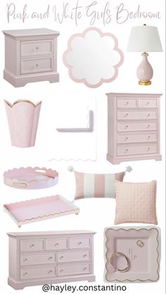 White Baby Nursery, Pink Dresser, Pink Lamp, 7 Drawer Dresser, Pink Mirror, White Bedroom, Drawer Dresser, Dresser Drawers