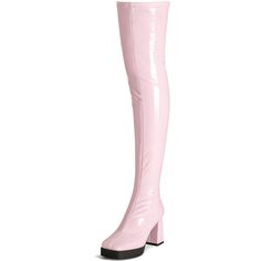 PRICES MAY VARY. 👢SASSY BOOTS: Make a bold statement with our platform thigh high boots! The 3.35" chunky heel and 0.78" platform provide the perfect height for a touch of elegance and confidence. 👢GOGO BOOTS: Gogo boots are designed with soft elastic patent leather PU, super soft latex insole, offer a snug and flattering fit, will not slip off easily. These boots blend vintage style with modern comfort. Step out in confidence and style! 👢WOMEN'S FASHION: Retro gogo boots blend the most popul