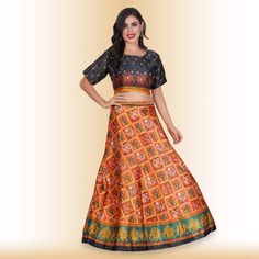 Introducing our Silk Chania Choli with the enduring charm of Patola print, a cherished part of Indian textile history. Crafted from luxurious silk-like fabric, this ensemble provides a soft, indulgent feel against your skin. The skirt boasts a generous 4-meter flair, ensuring you can dance freely during Navratri celebrations.What sets this chania choli apart is not just the iconic Patola print but also the beautifully contrasting blouse, infusing a touch of modernity into this classic design. Pl Chania Choli, Textile History, Patola Print, Reception Outfits, Sari Blouse, Indian Textiles, Salwar Kameez, Indian Outfits, Exclusive Collection