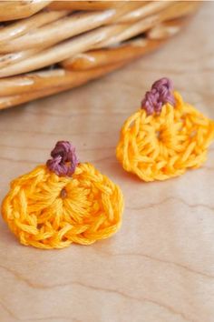 crochet pumpkin earrings Easy Crochet Pumpkin, Fall Friends, Pumpkin Applique, Front Post Double Crochet, Crochet Pumpkin, Pumpkin Earrings, Pumpkin Colors, Easy Pumpkin, Dmc Floss