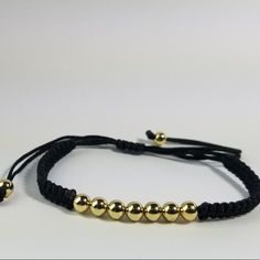 Brand New Adjustable Black Friendship Bracelets For Party, Adjustable Casual Friendship Bracelets For Parties, Black Beaded Bracelets With Adjustable Length, Black And Gold Bracelet, Black And Gold, Gold Bracelet, Womens Sizes, Women Accessories, Brand New