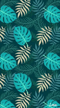 green and gold leaves on a dark blue background