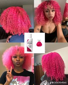 Hot Pink Curly Hair, Braiding Supplies, Pink Peekaboo Hair, Pink Curly Hair, Slay Hairstyles, Locs Styles, Dyed Curly Hair