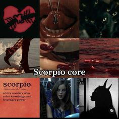 a collage of pictures with the words scorpio core written in different languages