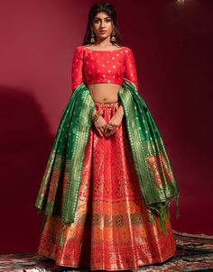 🌟 Embrace the essence of passion and elegance with our Red Banarasi Silk Lehenga Choli! ❤️✨ . 🌟 Designed for grand celebrations and joyous occasions, this lehenga choli will make heads turn wherever you go. 💃 🌟 Unleash your inner diva with our Red Banarasi Silk Lehenga Choli. 🌟 #LehengaCholi #BanarasiSilk #RedAttire #FashionInspiration #ArabicAttire #PinIt #ShopNow Luxury Red Banarasi Silk Lehenga, Luxury Banarasi Silk Gown For Festive Season, Cheap Banarasi Silk Choli With Zari Work, Luxury Banarasi Silk Choli With Bandhani Print, Luxury Banarasi Silk Choli With Dori Work, Cheap Banarasi Silk Choli For Festivals, Luxury Multicolor Banarasi Silk Choli, Kids Kaftan, Red Dupatta