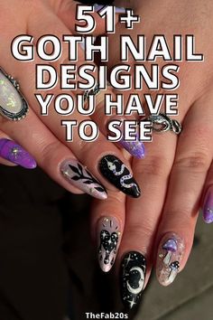 Goth nail designs Nail Art Gothic Simple, Modern Goth Nails, Acrylic Nails Coffin Short Gothic, Gothic Manicure Ideas, Punk Goth Nails, Fall Nails Witchy, Nail Art Designs Goth, Matte Witchy Nails, Dark Nail Designs Gothic Short