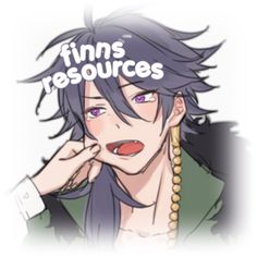 an anime character with the words finns resources above his head