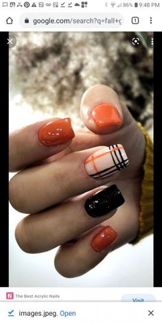 Fingernail Designs, October Nails, Plaid Nails, Fall Nail Colors