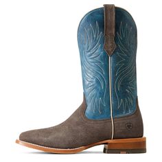 The compliments will fly when you step out in this statement boot. The suede hippo print adds a nice texture to an otherwise classic cowboy boot. Extra cushioning and support keeps you comfortable in the stirrup or going downtown. Circuit Rockridge Western Boot | Product Features : 0 : 4LR™ lightweight stabilizing shank for support, 1 : TekStep provides toe-to-heel cushion, 2 : Full-grain leather foot and upper, 3 : Leather lining, 4 : Removable All Day Cushioning insole, 5 : X50™ midsole for comfort and rebound, 6 : Hand-nailed veg-tan leather sole, 7 : Double stitch welt, 8 : Two-row stitch pattern, 9 : Easy pull-on style, 10 : Approved for riding | Men's Circuit Rockridge Western Boots in Smokey Roughout, Size: 7 D / Medium by Ariat Classic Cowboy, Double Stitch, Veg Tan Leather, Leather Cowboy Boots, Western Boot, Cowboy Boot, All Colors, Western Boots, Full Grain Leather