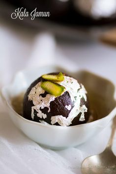 a dessert in a bowl on a table