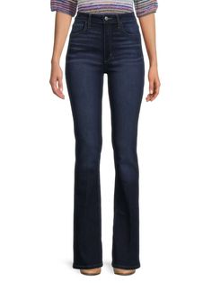 Joe's Jeans the ​High Rise Curvy Bootcut Jeans on SALE | Saks OFF 5TH High Rise Jeans Outfit, Old Lady Fashion, Bootcut Jeans Outfit, Outfit Curvy, Jeans Flared, Lady Fashion, Striped Jeans, Medium Wash Jeans, Black Denim Jeans