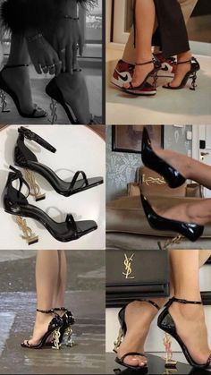 Strapped Heels Outfit, Black Designer Heels, Expensive Heels, Luxury Heels, Pretty Heels, Fashion Shoes Heels, Shoes Heels Classy, Cute Shoes Heels, Ysl Heels