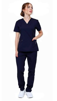 Designed with contouring and a woman's body build in mind, this Women's 11 Pocket Stretch Slim Fit Scrubs line will have everyone noticing how chic, trendy and most importantly, professional you look. The figure-flattering princess seam stitching accentuates your waistline. Work comfortably knowing that you are looking good from every angle. The princess seams allow a breathable room without swallowing the body's natural shape. Spills, leaks, and other accidents tend to happen throughout the day Nurses In Scrubs, Scrub Dress Uniform Nurses, Scrub Uniform Ideas, Medical Scrubs For Women, Nurses Dress Uniform Style, Scrubs Uniform Cute Fashion Styles, Nurse Outfits, Scrubs Outfit Ideas, Nurse Scrubs