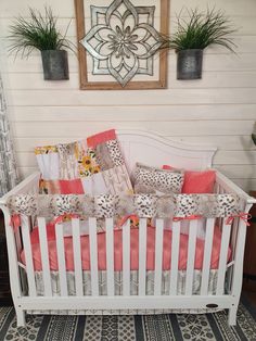 New Release Girl Crib Bedding- Sunflower and Lynx Minky Floral Baby Bedding & Nursery Collection - DBC Baby Bedding Co Floral Baby Bedding, Ruffle Blanket, Girl Crib Bedding, Baby Gift Registry, Aries Birthday, Neutral Bedding, Crib Bedding Girl, Baby Boy Bedding, Gold Arrow