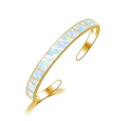 PRICES MAY VARY. 🎁 ADJUSTABLE FREE SIZE FIT MOST WRIST 🎁 The cuff is open style and bendable, Flexible enough with a gentle squeeze or slight spreading to adjust it while you need to fit you perfectly. 🎁 OPAL BRACELET SIZE 🎁 This cuff bracelet is inlaid with created white fire opal for a unique look. bracelet length :6 1/2" , Width : 8mm , Diameter : 59mm , Total Weight : 15.47g , the bangle bracelet stone size is white fire opal 6x5mmx6pcs(max).Opal is october birthstone,it means the Lucky, Bangle Bracelets Gold, Opal Bangle, Large Cuff Bracelet, Womens Cuff Bracelets, Bracelet Stone, Bracelets Gold, Cuff Bangle Bracelet, Opal Bracelet, Birthstone Bracelets