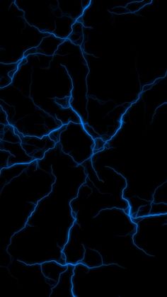 blue lightning streaks in the dark sky