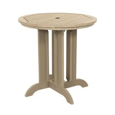 an outdoor table with a wooden top and two legs, on a white background photo