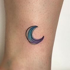 Watercolor Moon Tattoo, Flashes Tattoo, Blue Moon Tattoo, Small Colorful Tattoos, Luna Tattoo, Half Moon Tattoo, Small Moon Tattoos, Full Moon Tattoo, Colorful Tattoos