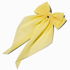 Butter  Yellow Long Tail Bow Hair Clip Gracie Concert, Yellow Hair Bow, Hayley Mills, Bow Dresses, Crown Hair Clip, Bow Designs, Sensitive Ears Earrings, Styling Outfits, Piercing Kit