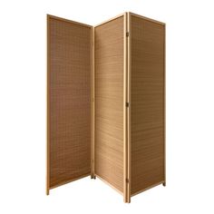 an empty room divider made out of wood and wicker, on a white background