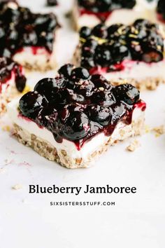 blueberry jamboree bars are arranged on top of each other