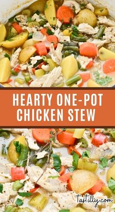 hearty one pot chicken stew with potatoes and carrots