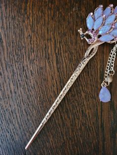 Peacock hairpin with 10mm amethyst stones.  Gold plated. Peacock Accessories, Peacock Jewelry, Disney Hair, Amethyst Stones, I'm Broke, Beautiful Pen, Magical Jewelry, Hair Stuff, Genoa