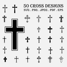 the cross design is shown in black and white, with different crosses on each side