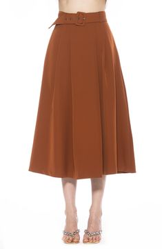 Fall for the A-line silhouette of this belted midi skirt covered in polished plaid. 33 1/2" length (size 2) Removable belt Lined 100% polyester Hand wash, line dry Imported Belted Midi Skirt, Brown Fits, Concert Looks, Designer Crossbody Bags, Sweaters And Leggings, Hudson Jeans, Comfortable Dress, Baby Size