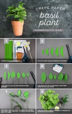 the steps to make a paper plant that looks like leaves