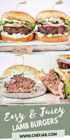 These lamb burgers are absolutely delicious and super easy to make, and bursting with flavor! They will be on your table in 20 minutes. Lamb Steak Recipes, Easy Taco Salad Recipe, Lamb Roast Recipe, Burger Recipes Beef, Gourmet Burger