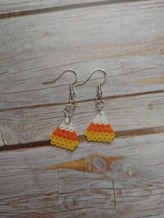 the earrings are made out of legos